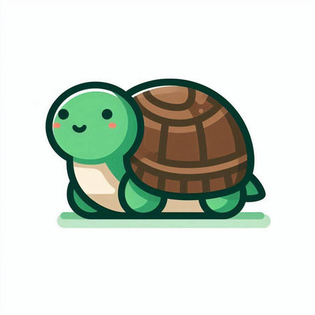 Cute cartoon turtle. Vector illustration isolated on a white background.のイラスト素材