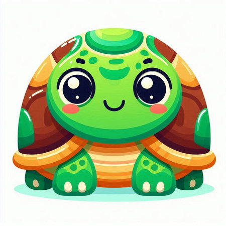 Cute cartoon turtle. Vector illustration isolated on a white background.のイラスト素材