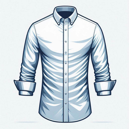 Men's shirt with a long sleeve, front view. Vector illustration.のイラスト素材