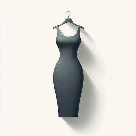 Fashionable woman's dress on a hanger. Vector illustration.のイラスト素材