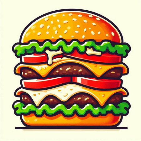 Illustration of a hamburger on a white background, vector illustrationのイラスト素材