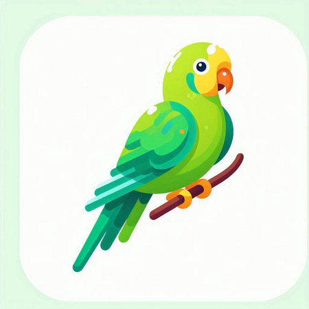 Green parrot isolated on white background. Flat style vector illustration.のイラスト素材