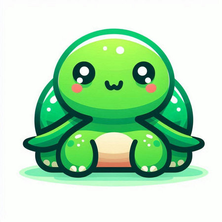 Cute cartoon turtle. Vector illustration isolated on a white background.のイラスト素材
