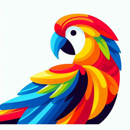 Colorful parrot on a white background. Vector illustration in flat style.のイラスト素材