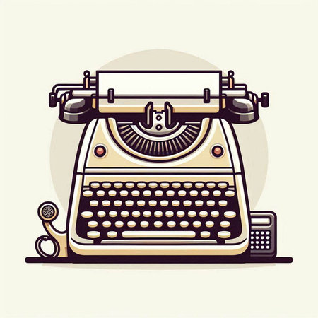 Retro typewriter with blank sheet of paper. Vector illustration.のイラスト素材