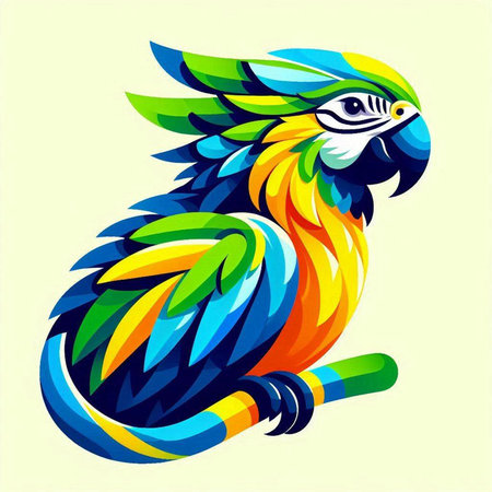 Colorful macaw parrot on a light background. Vector illustrationのイラスト素材