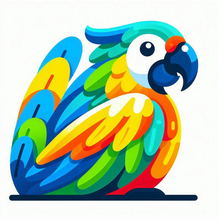 Colorful parrot on white background. Vector illustration in cartoon style.のイラスト素材
