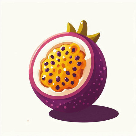 Passion fruit on white background. Vector illustration of passion fruit.のイラスト素材