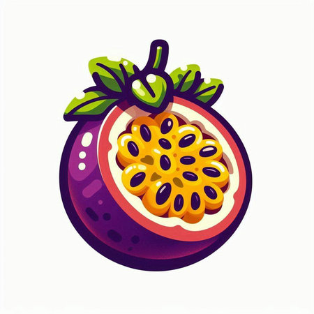 Passion fruit isolated on white background. Vector illustration in cartoon style.のイラスト素材
