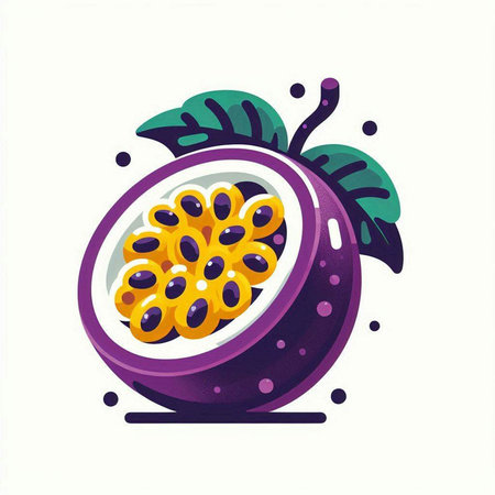 Passion fruit isolated on white background. Vector illustration in flat style.のイラスト素材