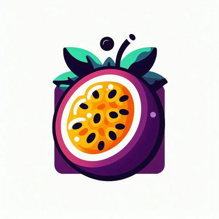 Passion fruit icon isolated on white background. Vector illustration in flat style.のイラスト素材
