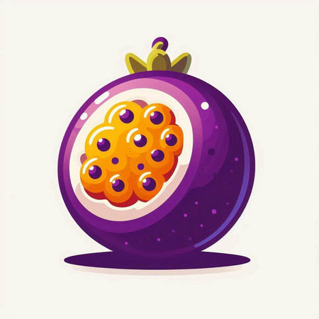 Passion fruit vector illustration. Isolated passion fruit on white background.のイラスト素材