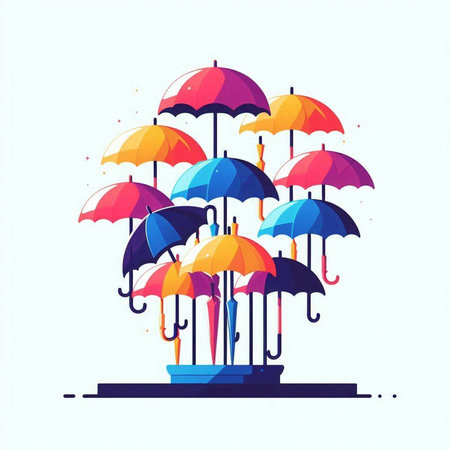 Colorful umbrella on white background. Vector illustration for your design.のイラスト素材