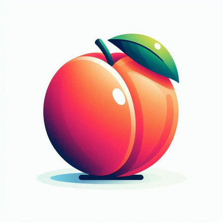 Peach vector illustration on white background. Vector illustration. Fresh fruit.のイラスト素材