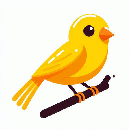 Cute little yellow bird on a white background. Vector illustration.のイラスト素材
