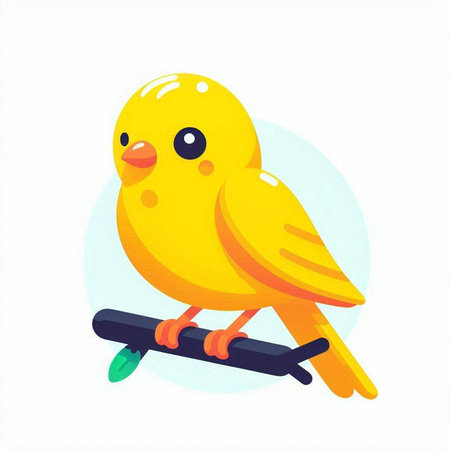 Cute yellow bird on a white background. Vector illustration in cartoon style.のイラスト素材