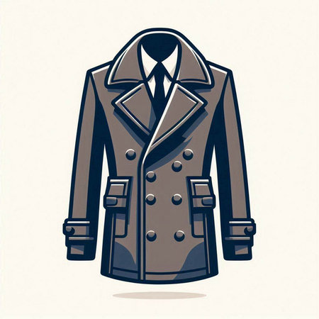 Vector illustration of a coat in retro style on white background. Eps10のイラスト素材