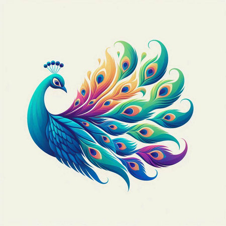 Peacock vector illustration. Colorful peacock vector illustration.のイラスト素材