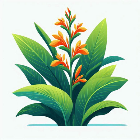 Beautiful tropical flower on a white background. Vector illustration in flat style.のイラスト素材