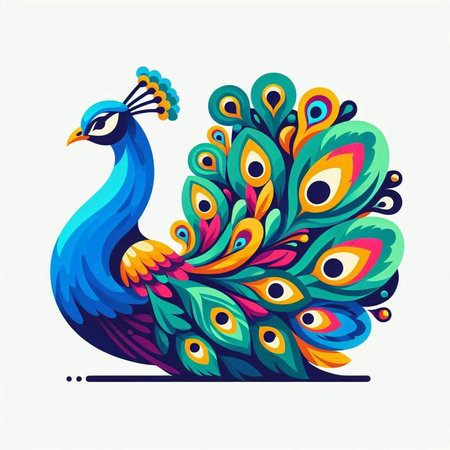 Peacock. Vector illustration. Isolated on white background.のイラスト素材