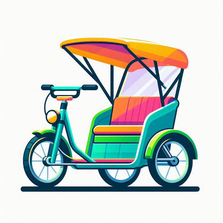 Rickshaw. Vector illustration of a tricycle on a white background.のイラスト素材