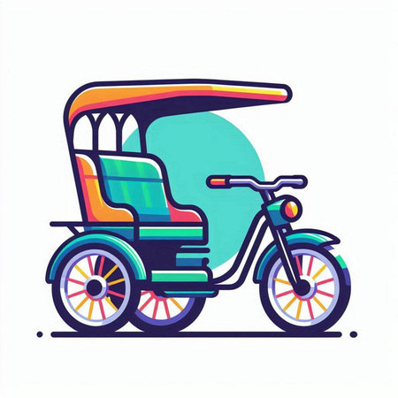 Tuk tuk icon. Vector illustration of a tricycle.のイラスト素材