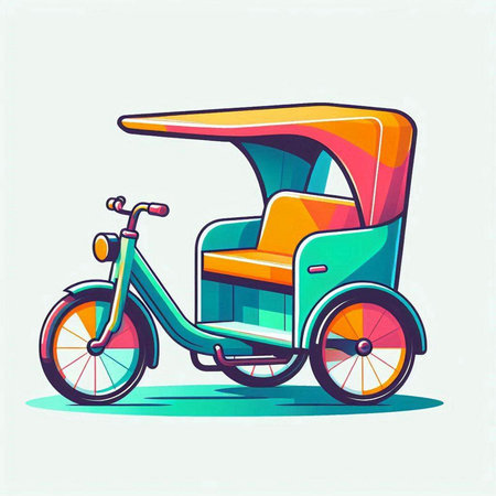 Colorful tuk tuk icon. Vector illustration in cartoon styleのイラスト素材