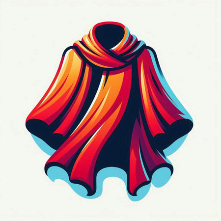 A vector illustration of a red and blue cape isolated on a white backgroundのイラスト素材