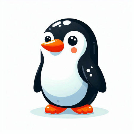 Cute cartoon penguin isolated on white background. Vector illustration.のイラスト素材
