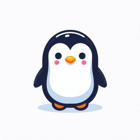 Cute penguin isolated on a white background. Vector illustration.のイラスト素材