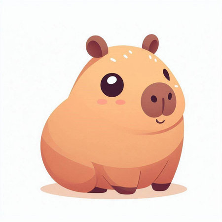 Cute cartoon hippopotamus on white background. Vector illustration.のイラスト素材