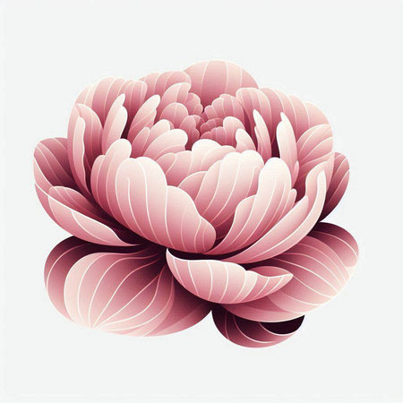 Vector illustration of a pink peony flower on a white background.のイラスト素材