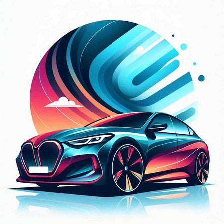 Modern car on abstract background. Vector illustration. Eps 10 file.のイラスト素材