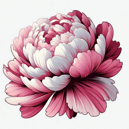 Beautiful pink and white chrysanthemum on white backgroundのイラスト素材