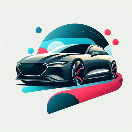 Sport car vector illustration. Vector illustration of sport car on colorful background.のイラスト素材