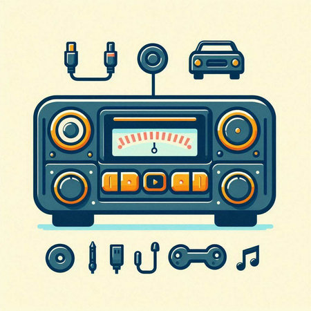 Retro radio set. Vector illustration on a light background. Vintage style.のイラスト素材