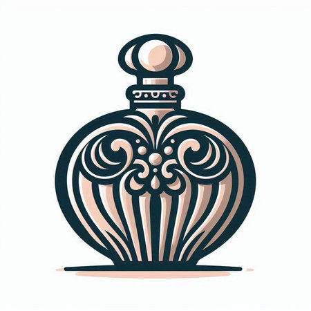 Perfume bottle with floral ornament. Vector illustration in vintage style.のイラスト素材