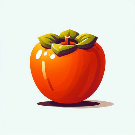 Illustration of a ripe persimmon on a white background.のイラスト素材