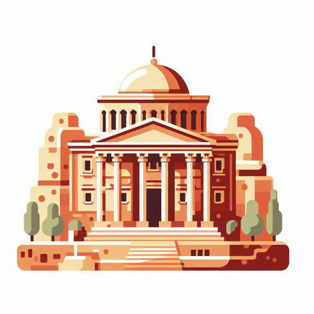National Pantheon building in Athens, Greece. Vector illustration in flat styleのイラスト素材