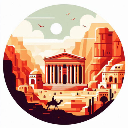 The ancient city of Rome, Italy. Vector illustration in retro styleのイラスト素材