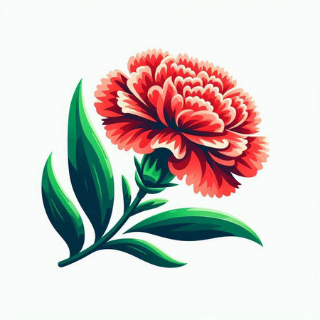 Flower of pink carnation on a white background. Vector illustration.のイラスト素材