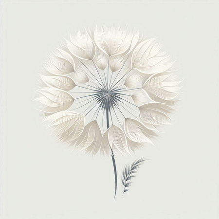 White dandelion flower on a gray background. Vector illustration.のイラスト素材