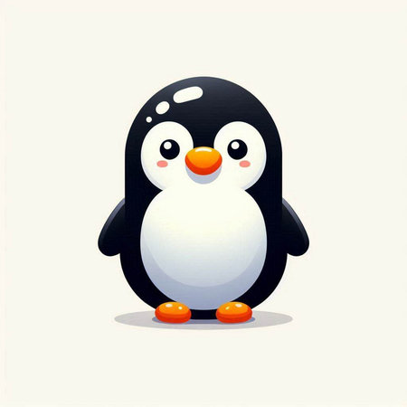 Cute cartoon penguin on a white background. Vector illustration.のイラスト素材