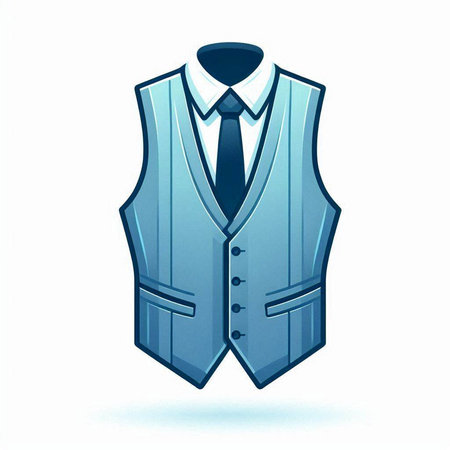 Illustration of a blue jacket with a tie on a white backgroundのイラスト素材