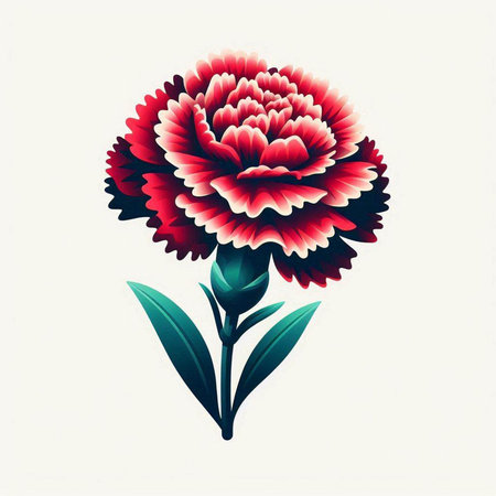 Carnation flower isolated on white background. Hand drawn vector illustration.のイラスト素材