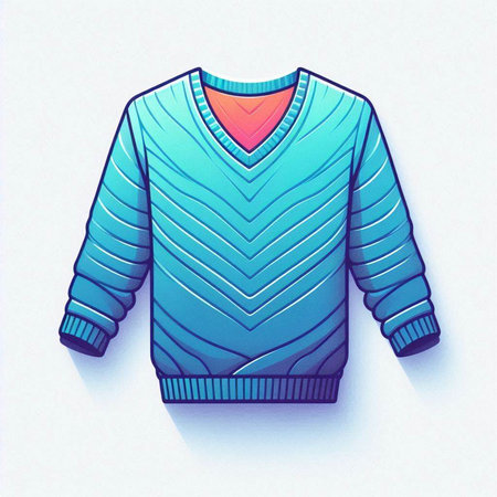 Blue sweater on a white background. Vector illustration of a sweater.のイラスト素材