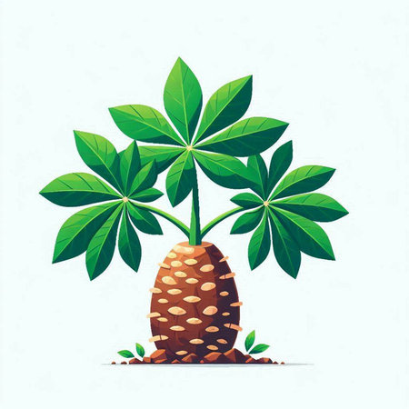 Palm tree with leaves on a white background. Vector illustration.のイラスト素材
