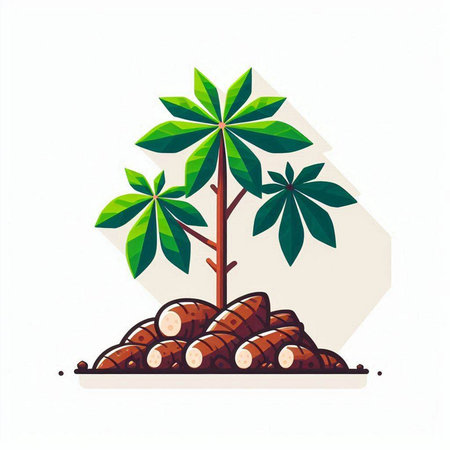 Tapioca tree isolated on a white background. Vector illustration.のイラスト素材
