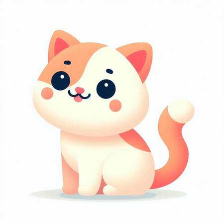 Cute cartoon cat on a white background. Vector illustration in a flat style.のイラスト素材
