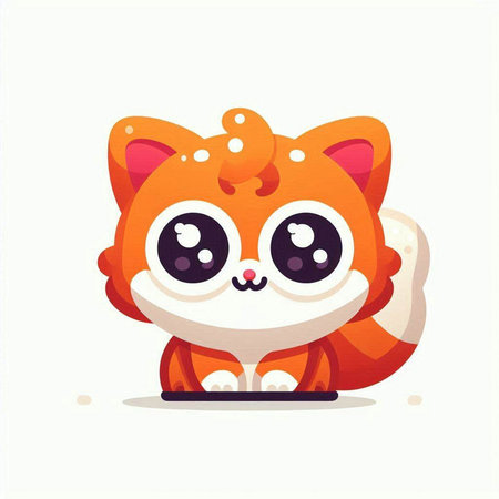 Cute cartoon fox. Vector illustration isolated on a white background.のイラスト素材